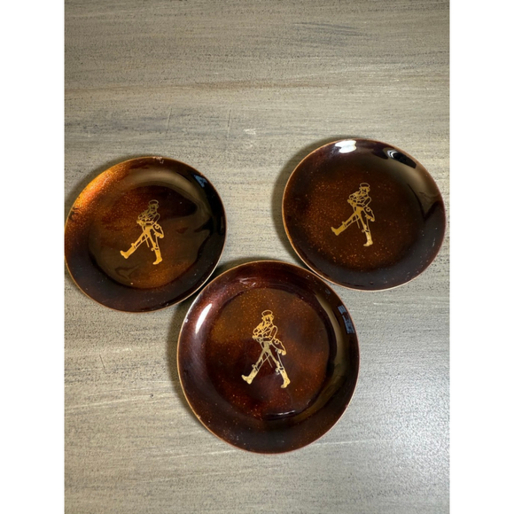 vintage mid-century Bovano enamel on copper Johnnie Walker coasters (3)